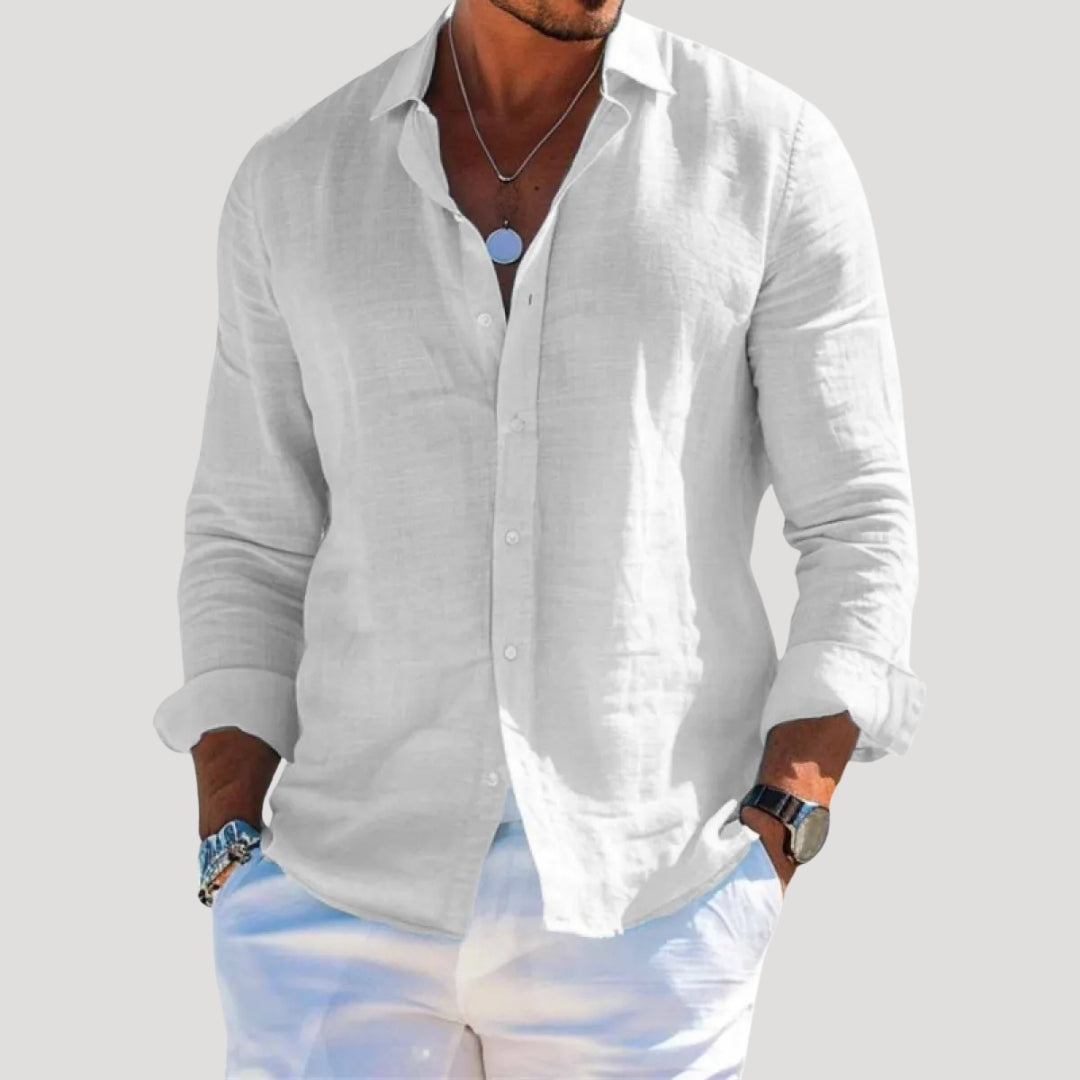 Men’s Long Sleeve Linen Shirt Relaxed Fit