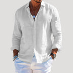 Men’s Long Sleeve Linen Shirt Relaxed Fit