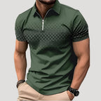 Men’s Polo Shirt Zip Collar Short Sleeve Graphic