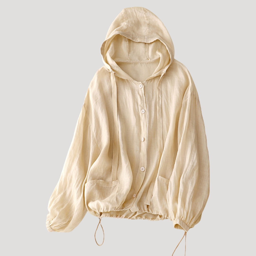 Women’s Long Sleeve Hooded Top Button Casual Loose