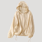 Women’s Long Sleeve Hooded Top Button Casual Loose