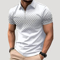 Men’s Polo Shirt Zip Collar Short Sleeve Graphic