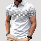 Men’s Polo Shirt Zip Collar Short Sleeve Graphic