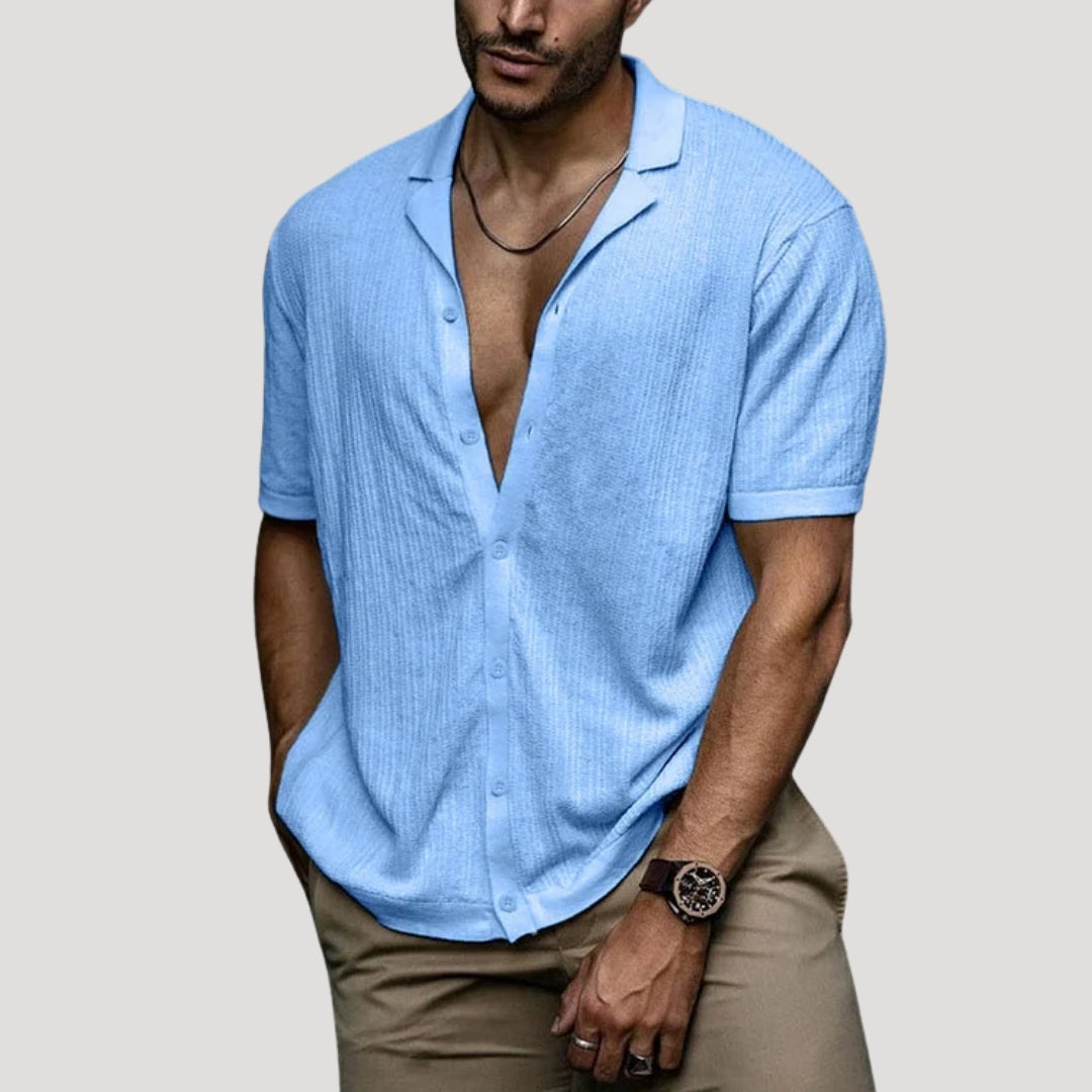 Mens Linen Shirt Short Sleeve Casual Shirt Button Shirt