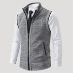Men’s Sweater Vest Knit Zip Sleeveless Stand Collar Formal