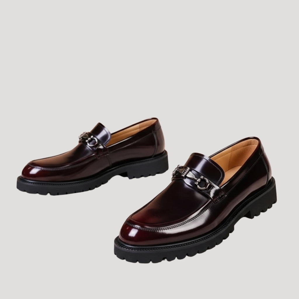Women’s Loafers Black Chunky Platform Slip On Work Shoes