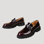 Women’s Loafers Black Chunky Platform Slip On Work Shoes