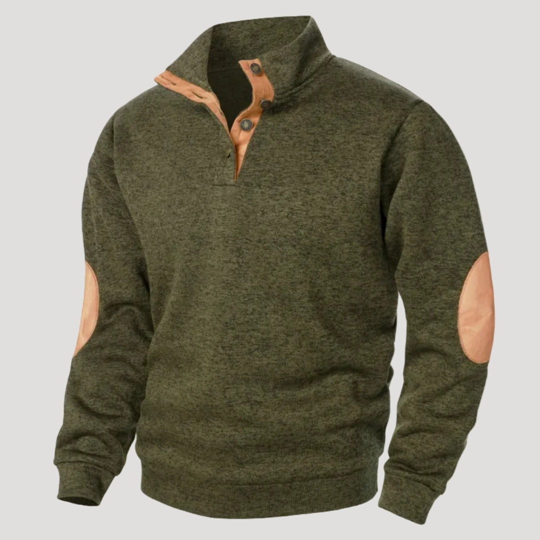 Men’s Knit Sweater Button Neck Textured Long Sleeve Casual