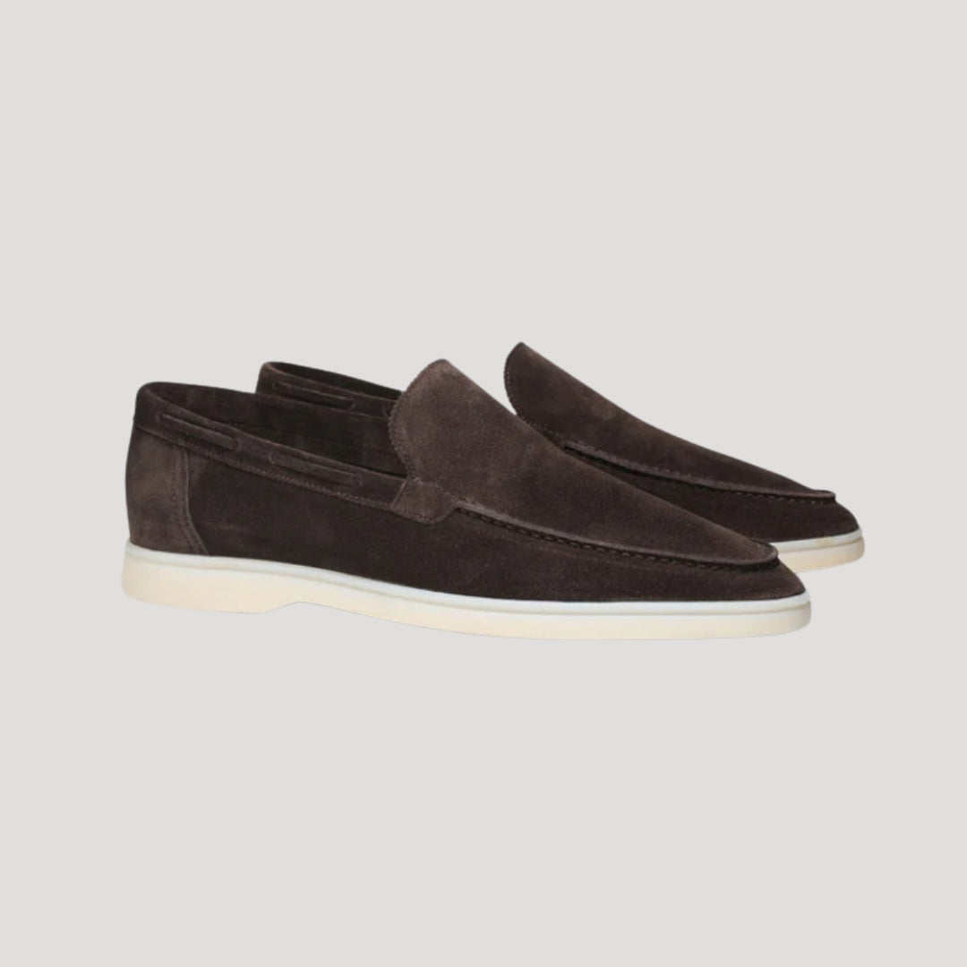 Men’s Dark Brown Suede Loafers Slip On Casual Lightweight Shoes