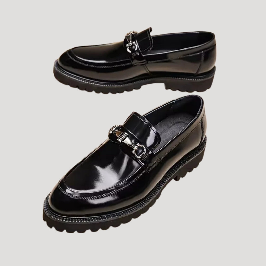 Women’s Loafers Black Chunky Platform Slip On Work Shoes