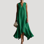 Women’s Midi Dress Sleeveless V Neck A Line Flowy Summer