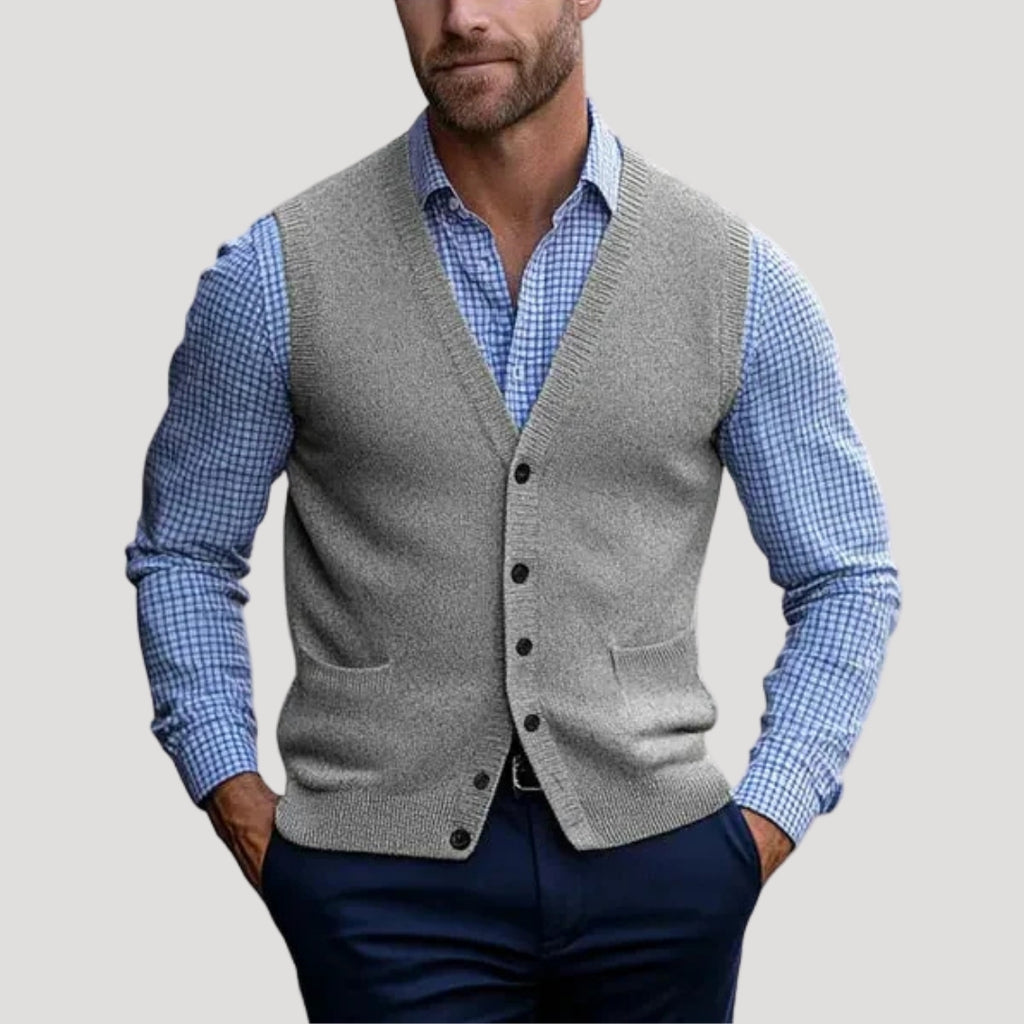 Men’s Sweater Vest Knit Button V Neck Cardigan Formal