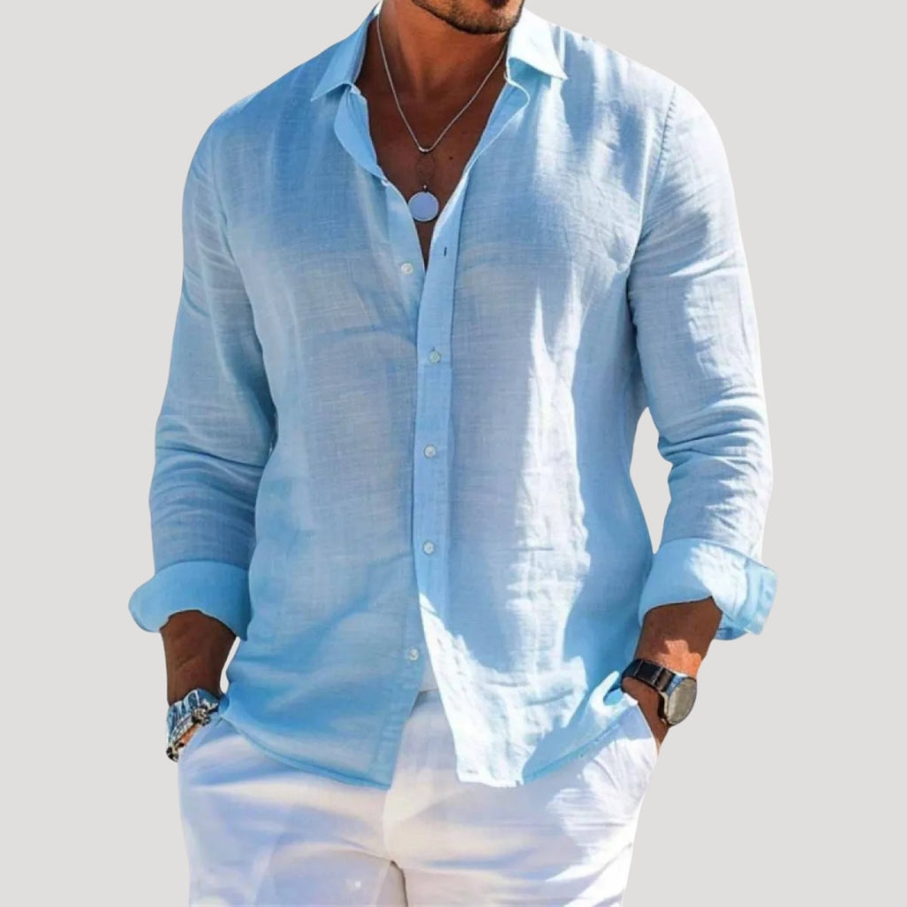 Men’s Long Sleeve Linen Shirt Relaxed Fit