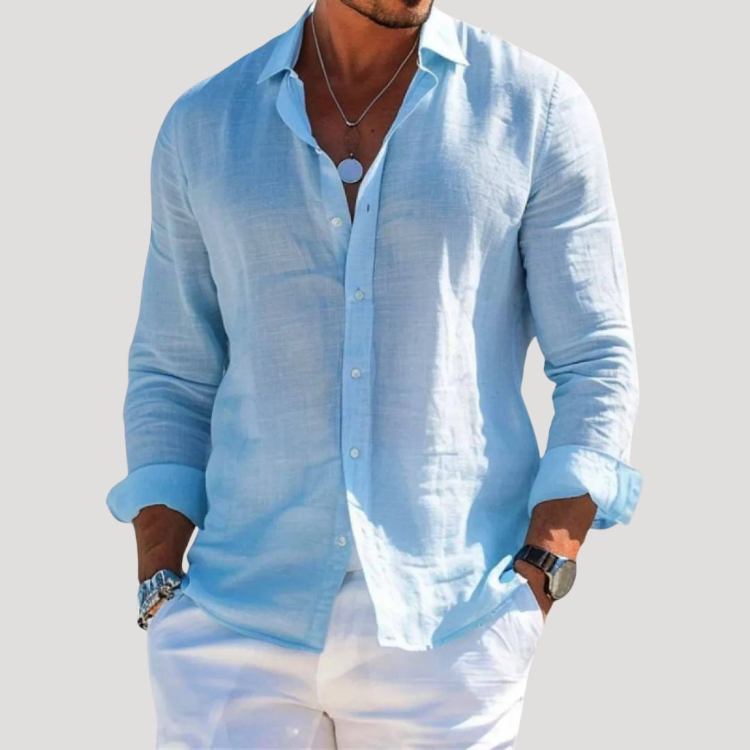 Men’s Long Sleeve Linen Shirt Relaxed Fit