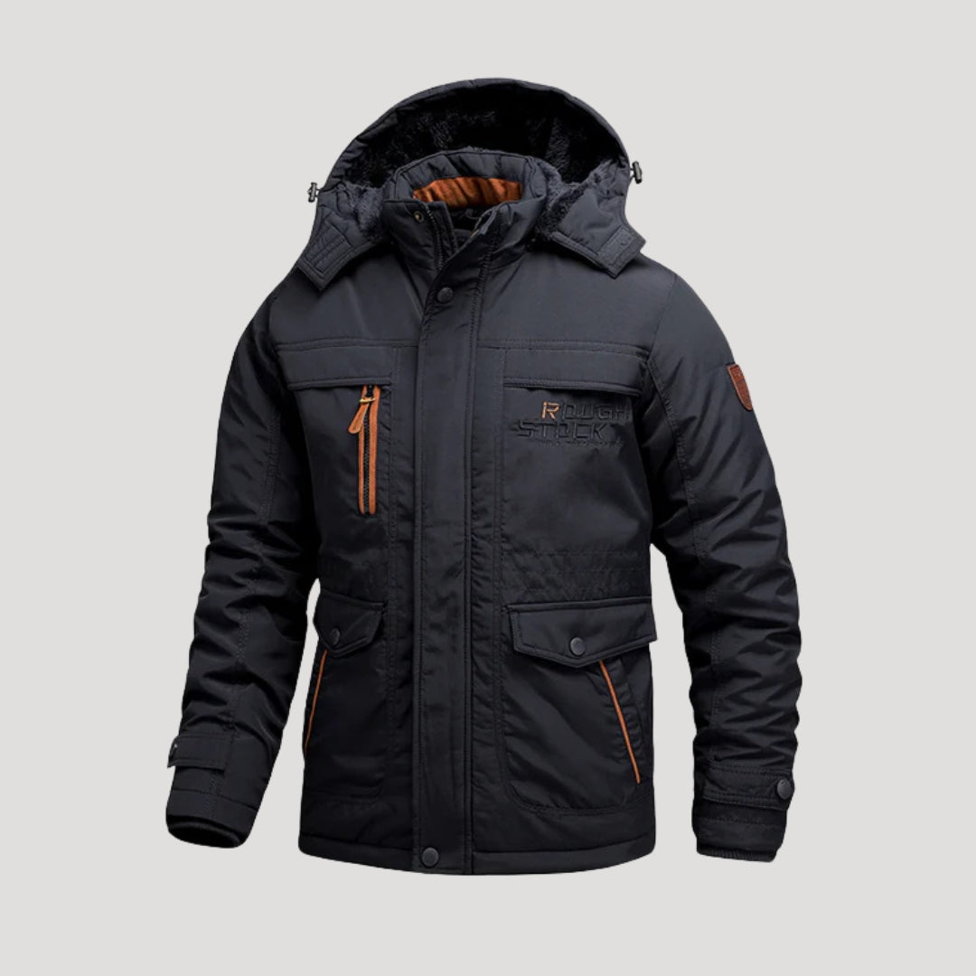 Men’s Hooded Jacket Zip Pockets Utility Outerwear