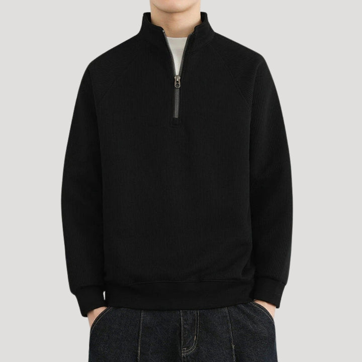 Men’s Quarter Zip Sweater Ribbed Pullover Long Sleeve Casual