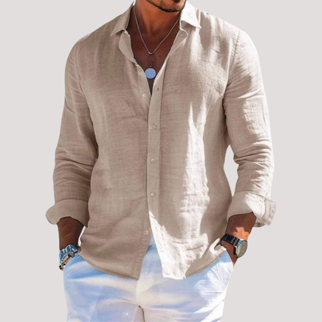 Men’s Long Sleeve Linen Shirt Relaxed Fit