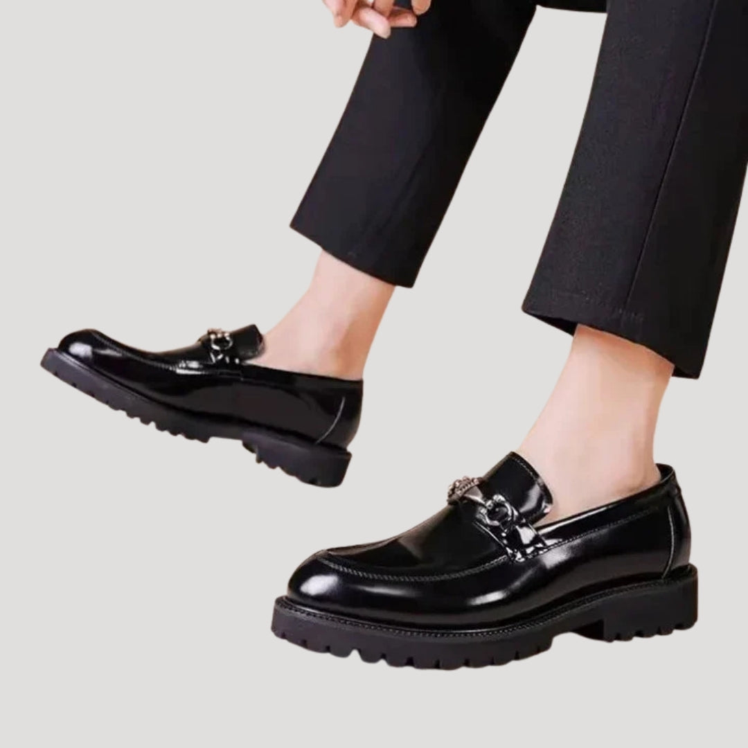Women’s Loafers Black Chunky Platform Slip On Work Shoes