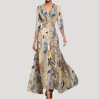 Women’s Midi Dress Floral Wrap A Line Long Elegant