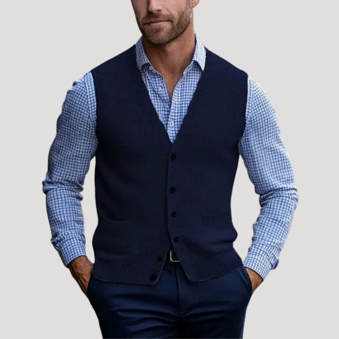 Men’s Sweater Vest Knit Button V Neck Cardigan Formal