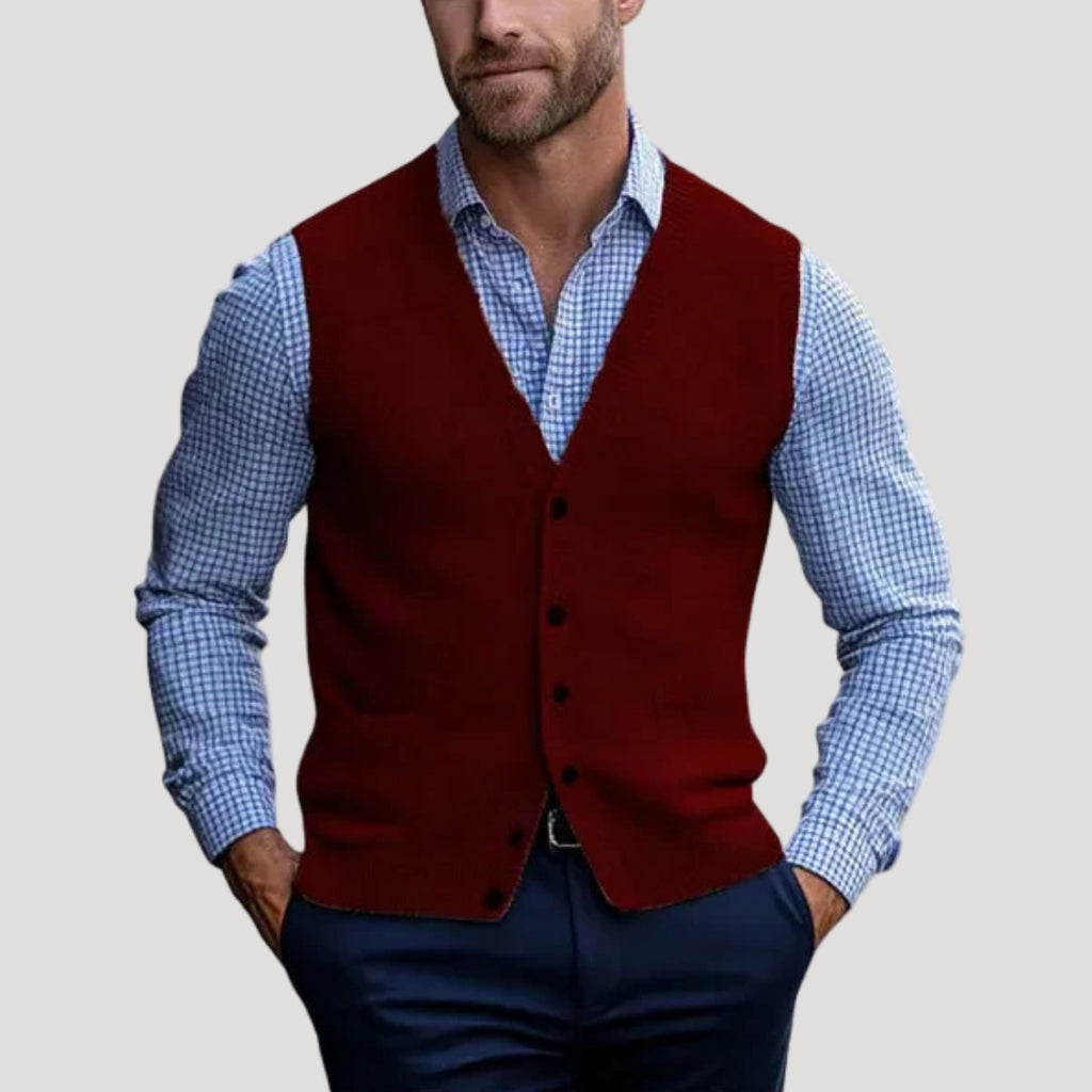 Men’s Sweater Vest Knit Button V Neck Cardigan Formal
