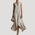Women’s Midi Dress Sleeveless V Neck A Line Flowy Summer