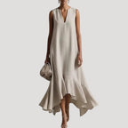 Women’s Midi Dress Sleeveless V Neck A Line Flowy Summer