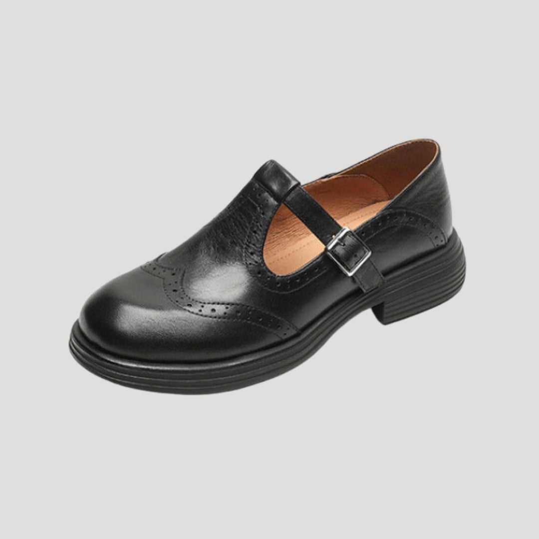 Women Mary Jane Flats Faux Leather Strap Classic