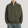 Men’s Quarter Zip Sweater Ribbed Pullover Long Sleeve Casual