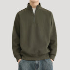 Men’s Quarter Zip Sweater Ribbed Pullover Long Sleeve Casual