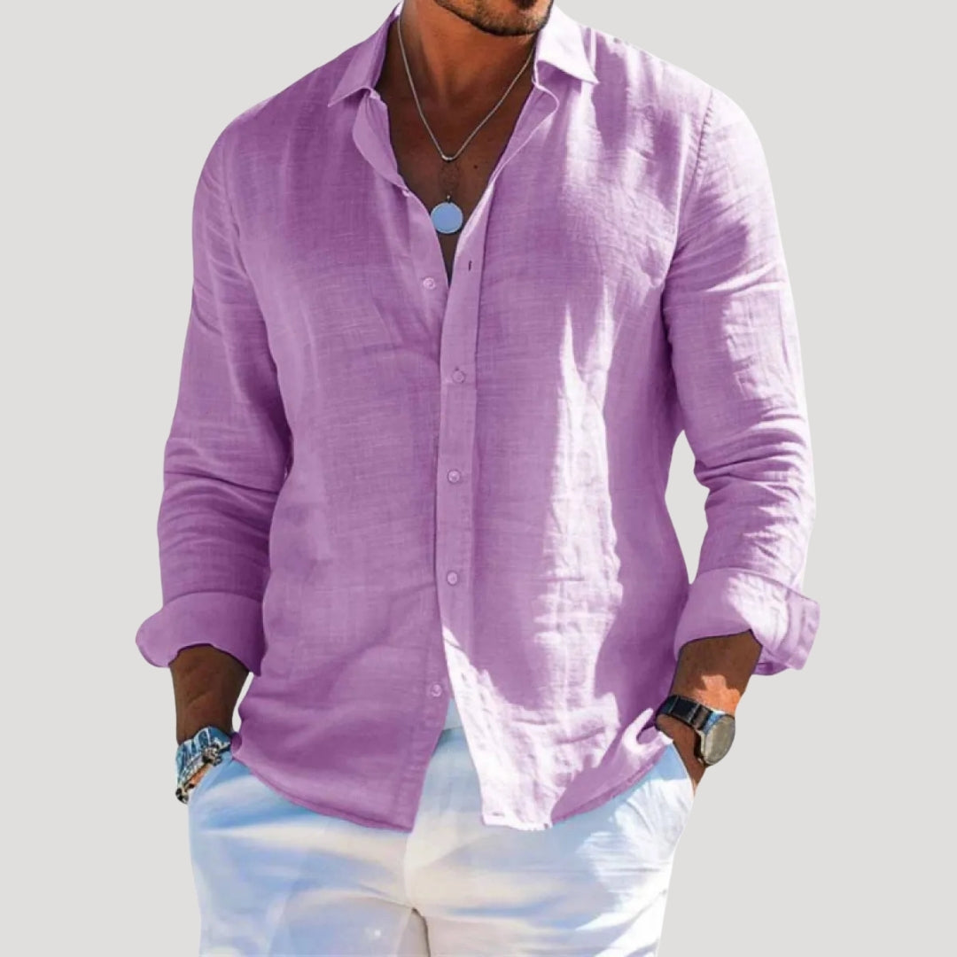 Men’s Long Sleeve Linen Shirt Relaxed Fit