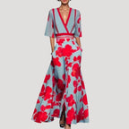 Women’s Midi Dress Floral Wrap A Line Long Elegant