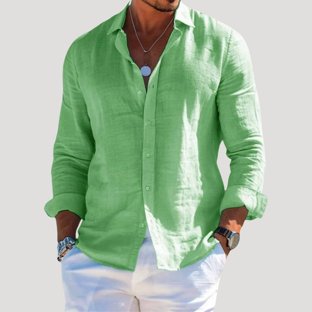 Men’s Long Sleeve Linen Shirt Relaxed Fit