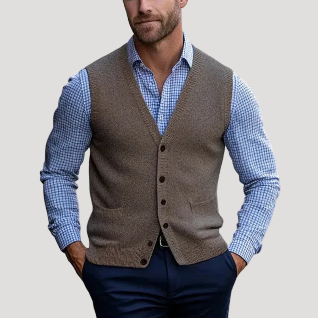 Men’s Sweater Vest Knit Button V Neck Cardigan Formal