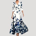 Women’s Midi Dress Floral Wrap A Line Long Elegant