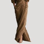 Women’s Maxi Dress Wrap Long Sleeve V Neck Flowy Elegant