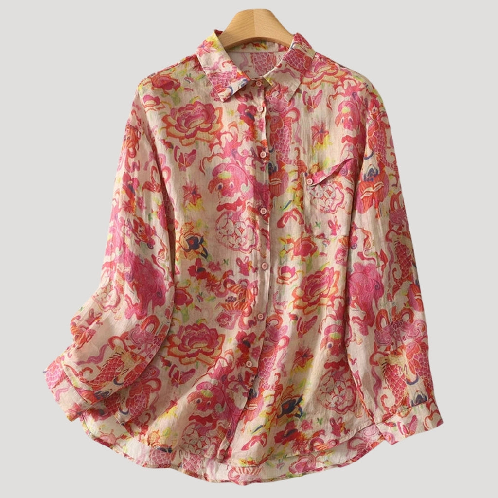 Women’s Blouse Floral Blouse Long Sleeve Button Down Shirt