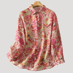 Women’s Blouse Floral Blouse Long Sleeve Button Down Shirt