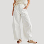 Women’s Denim Wide Leg Jeans High Waist Cropped Raw Hem