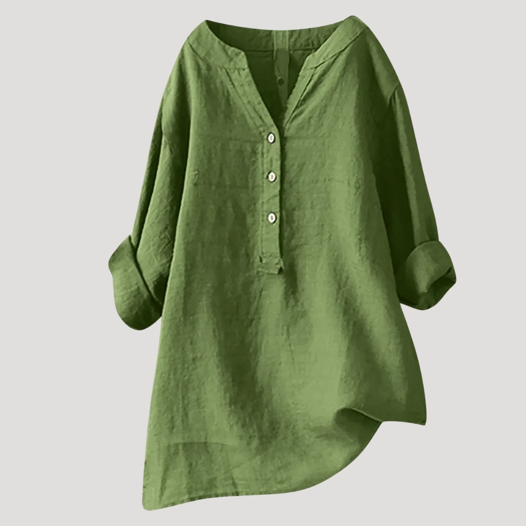 Women’s Blouse Tunic Top V Neck Loose Casual Long Sleeve