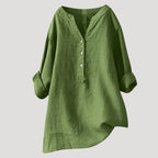 Women’s Blouse Tunic Top V Neck Loose Casual Long Sleeve