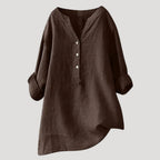 Women’s Blouse Tunic Top V Neck Loose Casual Long Sleeve