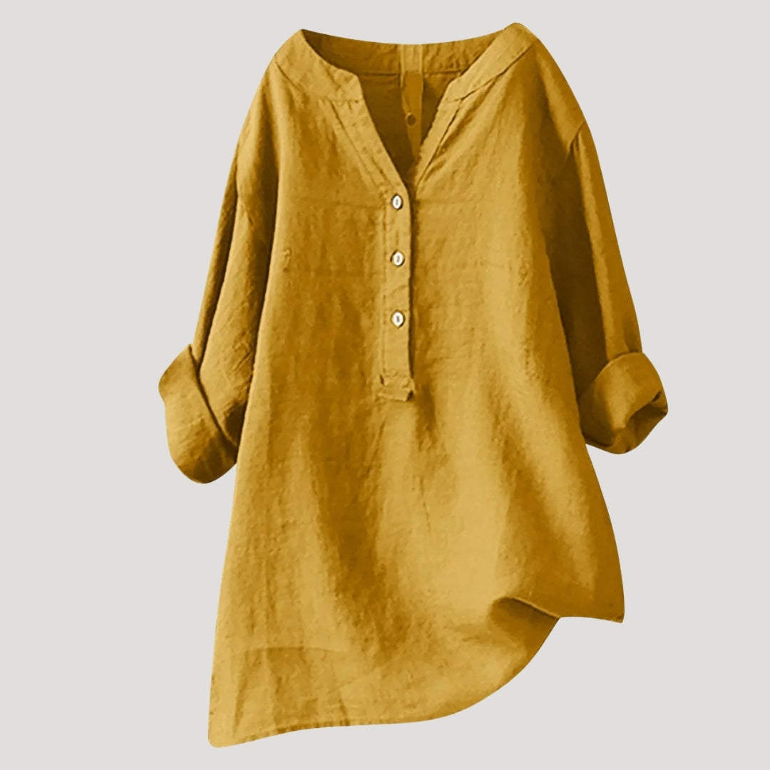 Women’s Blouse Tunic Top V Neck Loose Casual Long Sleeve