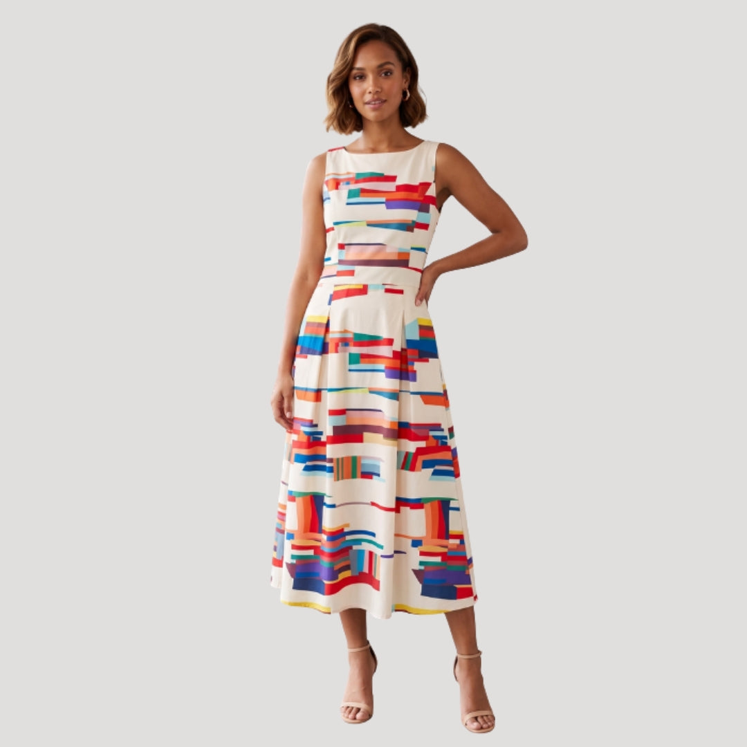 Women’s Summer Dress A Line Midi Sleeveless Printed