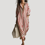 Women’s Maxi Dress Shirt Striped Loose Casual Summer Beach