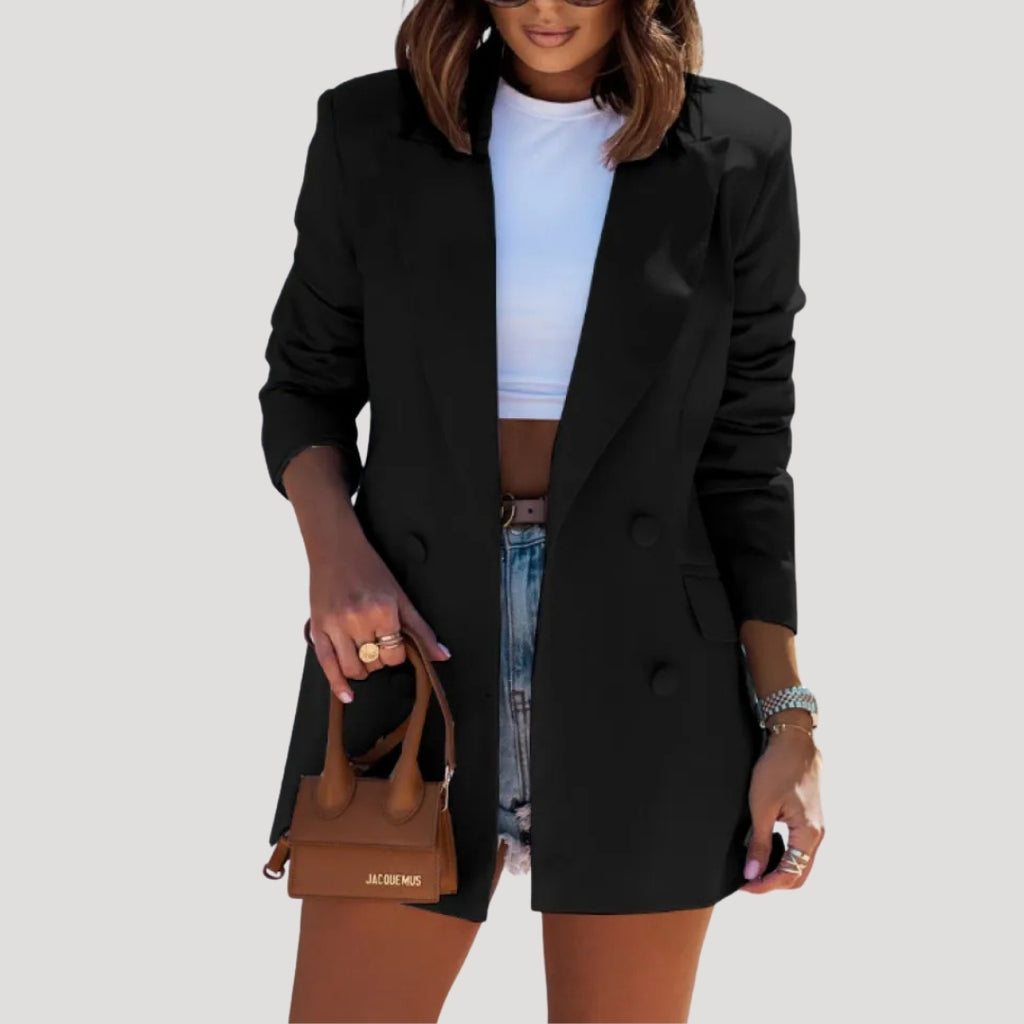 Women’s Double Breasted Blazer Longline Relaxed Fit Jacket