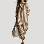 Women’s Maxi Dress Shirt Striped Loose Casual Summer Beach