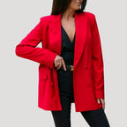Women’s Double Breasted Blazer Longline Relaxed Fit Jacket