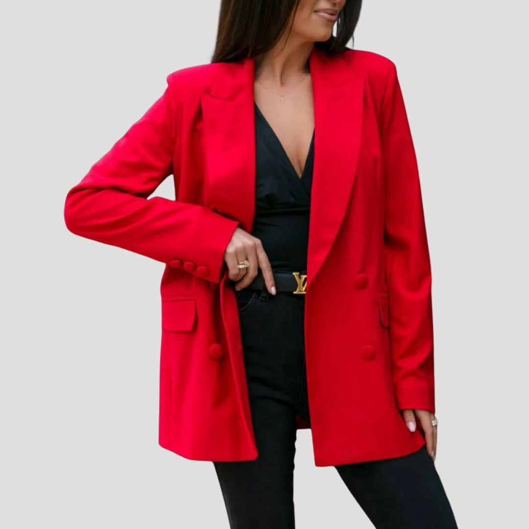 Women’s Double Breasted Blazer Longline Relaxed Fit Jacket