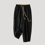 Women’s Linen Pants Cropped Tapered Elastic Waist Drawstring Relaxed